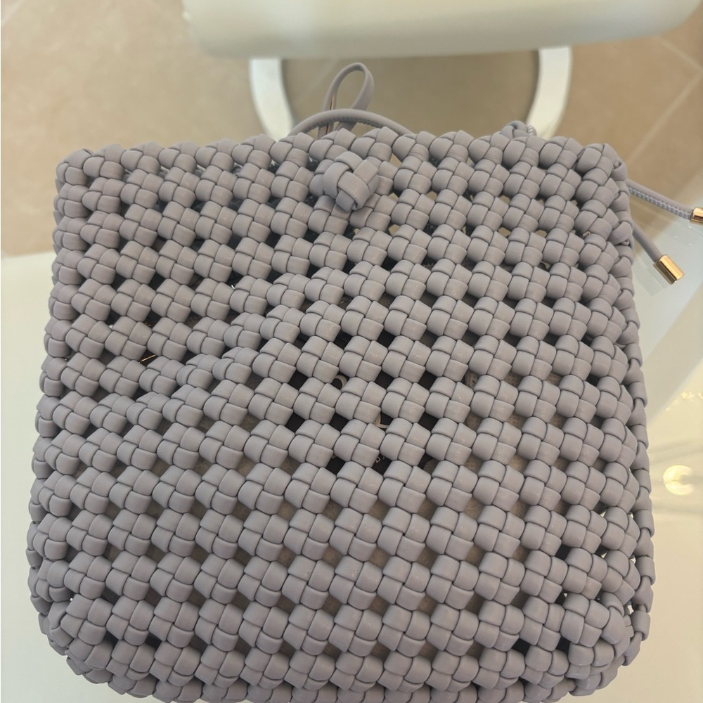 Elegant Blue Vegan Crossbody Woven Women's Bag